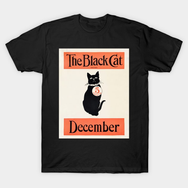 Art deco style The Black Cat poster print with December written on the bottom. T-Shirt by vintageposterco